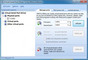 Virtual Serial Port Driver虚拟串口vspd